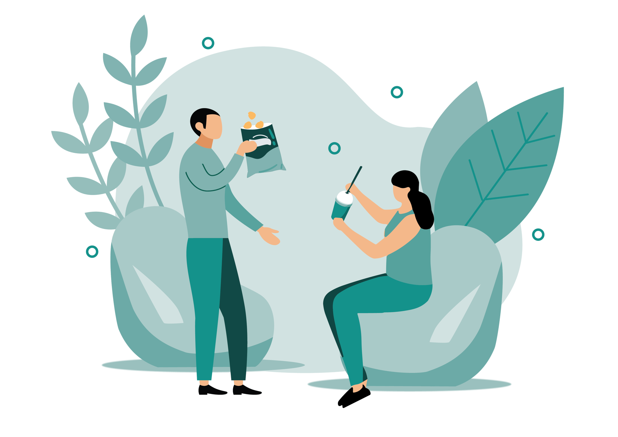 Illustrasjon_norsirk_SUP_personer spiser snack Illustrasjon_norsirk_SUP_personer spiser snack